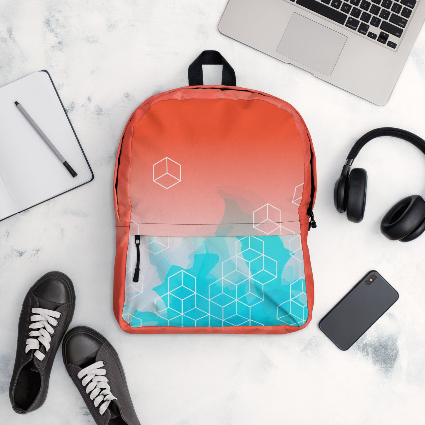 Abstract Water Color Geometry Backpack