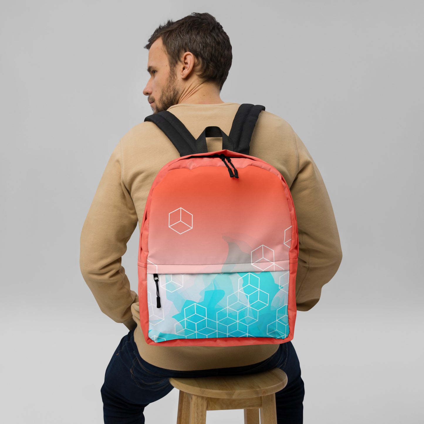 Abstract Water Color Geometry Backpack