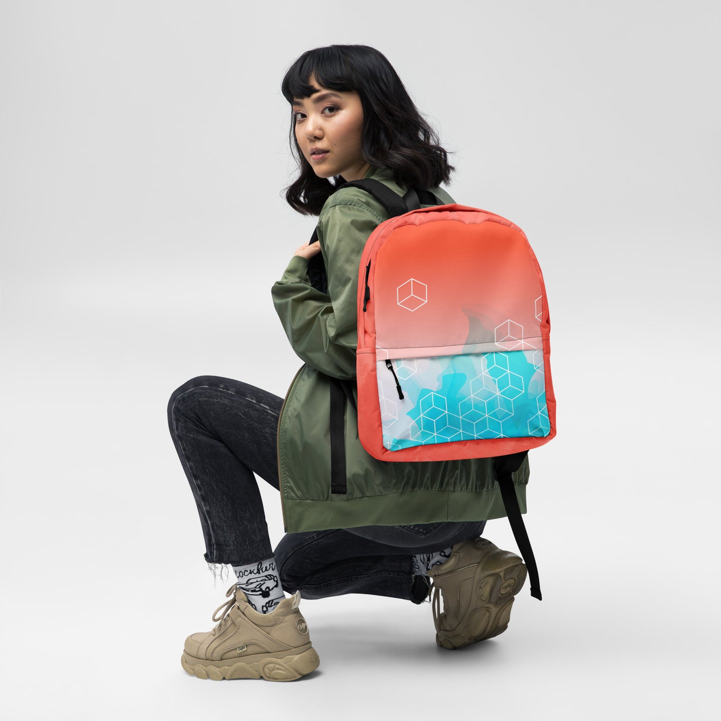 Abstract Water Color Geometry Backpack