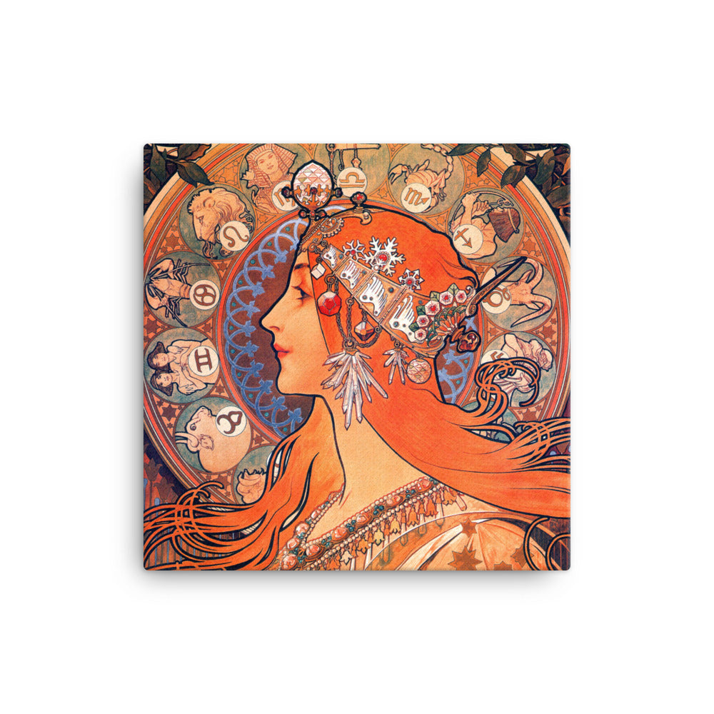 Alphonse Mucha Zodiac 16 x 16 Canvas Wrap