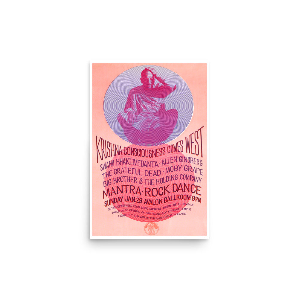Retro Vintage Rock Poster, Vintage Music Poster, c. 1967 Mantra Rock Dance, 12 x 18 Matte Art Print
