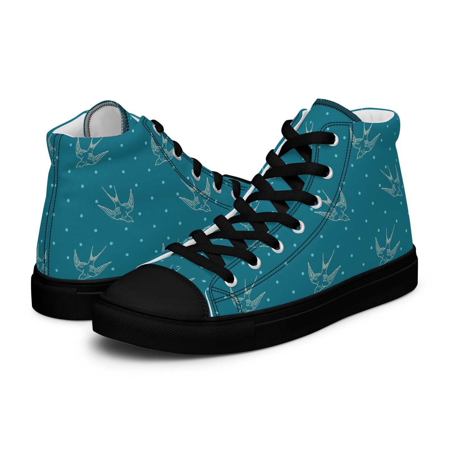 Swallow Print Mens High Top Canvas Shoes