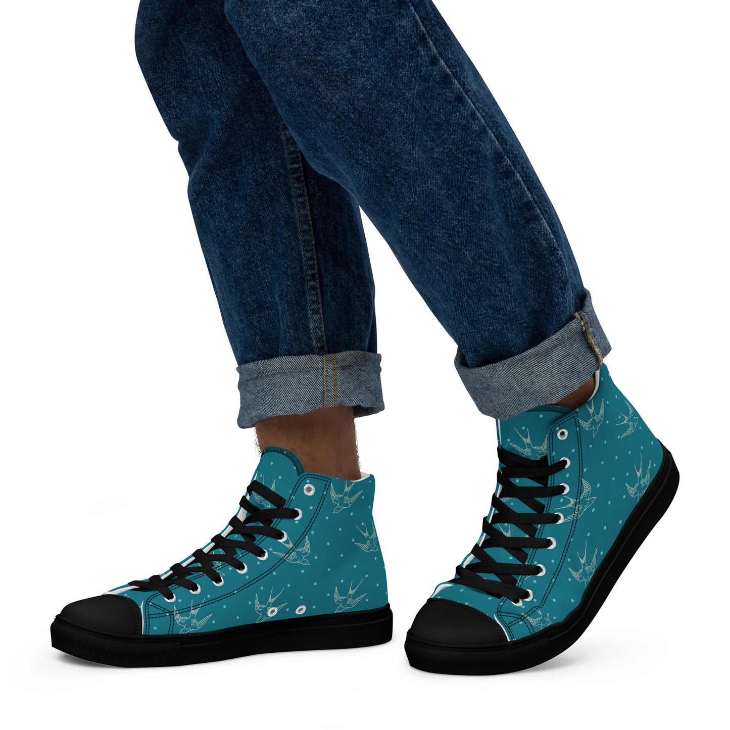 Swallow Print Mens High Top Canvas Shoes