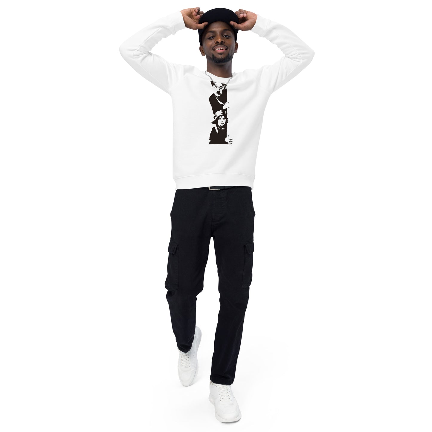 Unisex Organic Eco-friendly Raglan Sweatshirt - Charlie Chaplin 'The Kid' c. 1921