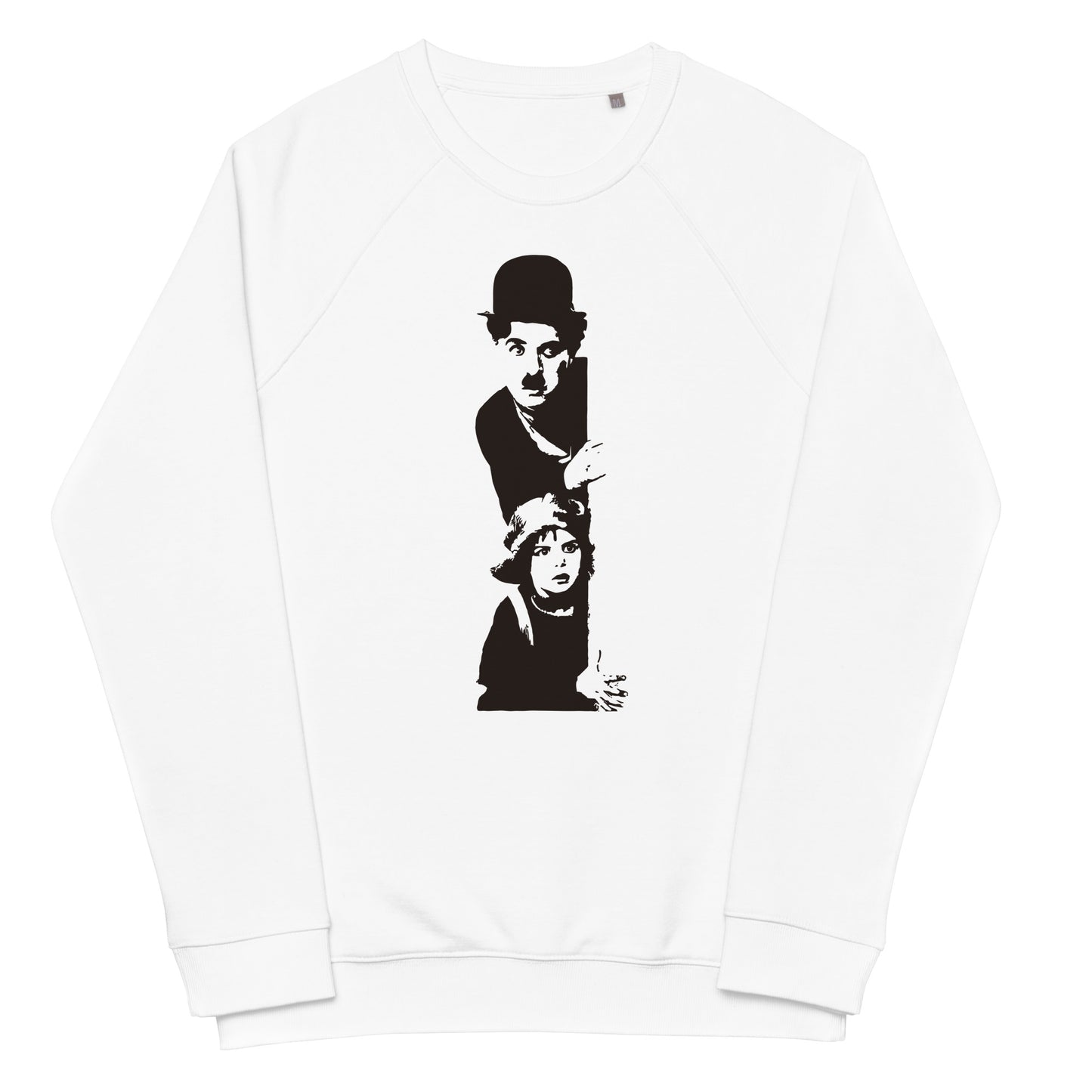 Unisex Organic Eco-friendly Raglan Sweatshirt - Charlie Chaplin 'The Kid' c. 1921